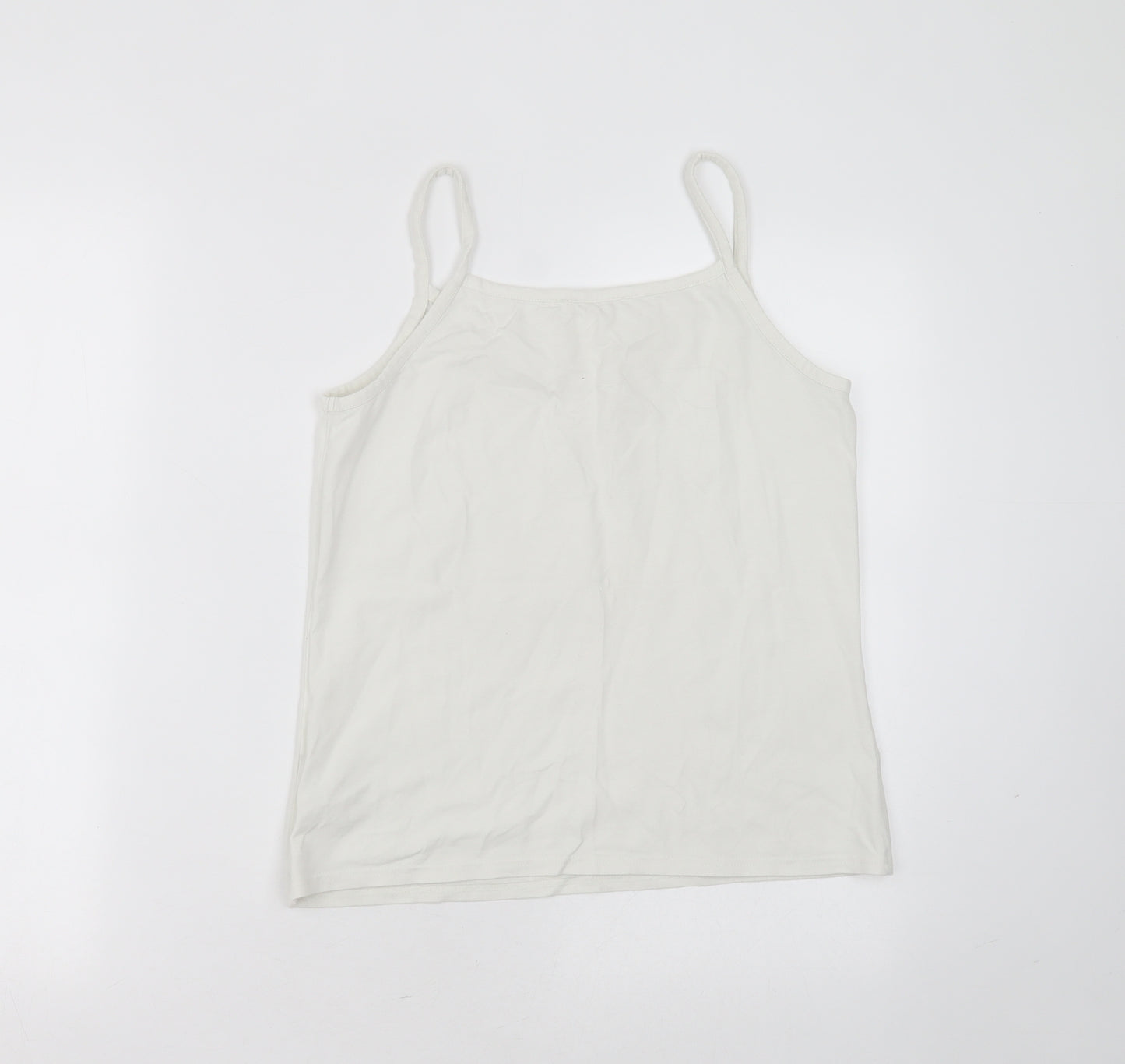 Fat Face Womens White  Cotton Camisole T-Shirt Size 12 Round Neck