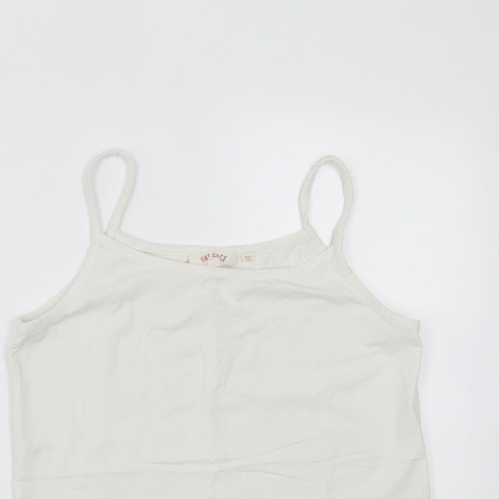 Fat Face Womens White  Cotton Camisole T-Shirt Size 12 Round Neck