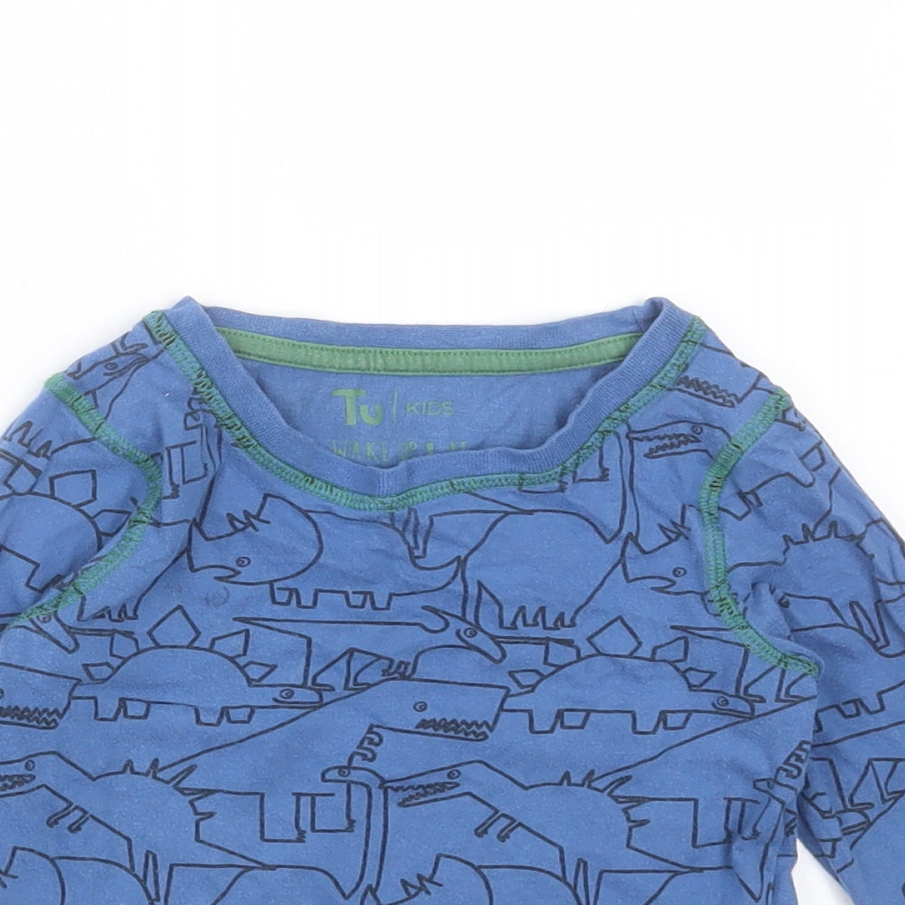 TU Boys Blue Solid Cotton  Pyjama Top Size 3-4 Years   - dinosaur