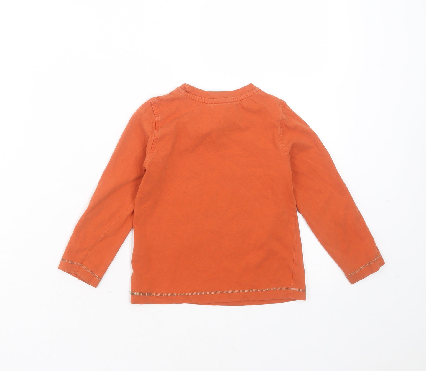 George Boys Orange  Cotton Basic T-Shirt Size 2-3 Years Round Neck  - tractor