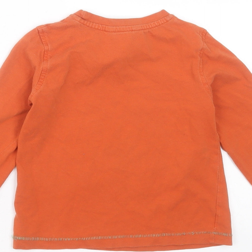George Boys Orange  Cotton Basic T-Shirt Size 2-3 Years Round Neck  - tractor