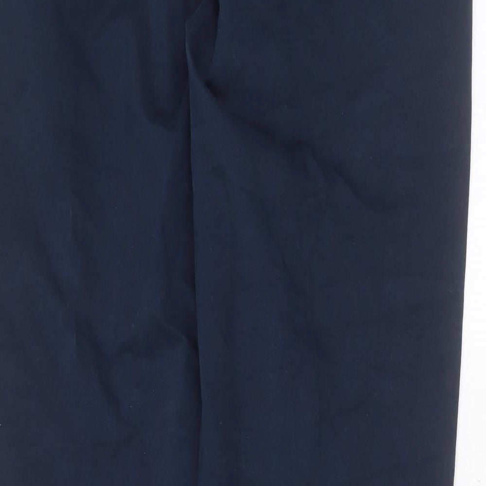 George Mens Blue  Cotton Chino Trousers Size 38 in L30 in Regular Zip