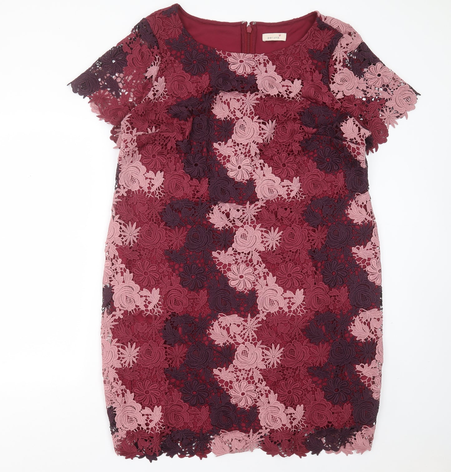 Marks and Spencer Womens Purple Floral Polyester Shift  Size 22  Round Neck