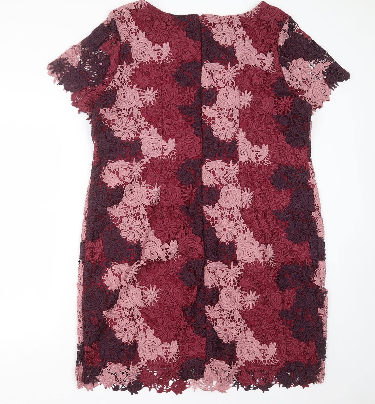 Marks and Spencer Womens Purple Floral Polyester Shift  Size 22  Round Neck