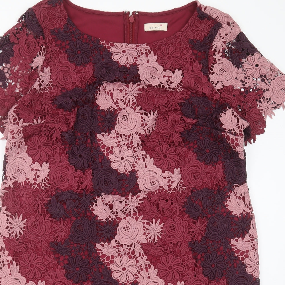 Marks and Spencer Womens Purple Floral Polyester Shift  Size 22  Round Neck