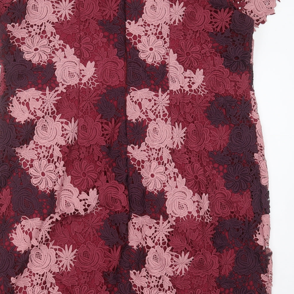Marks and Spencer Womens Purple Floral Polyester Shift  Size 22  Round Neck
