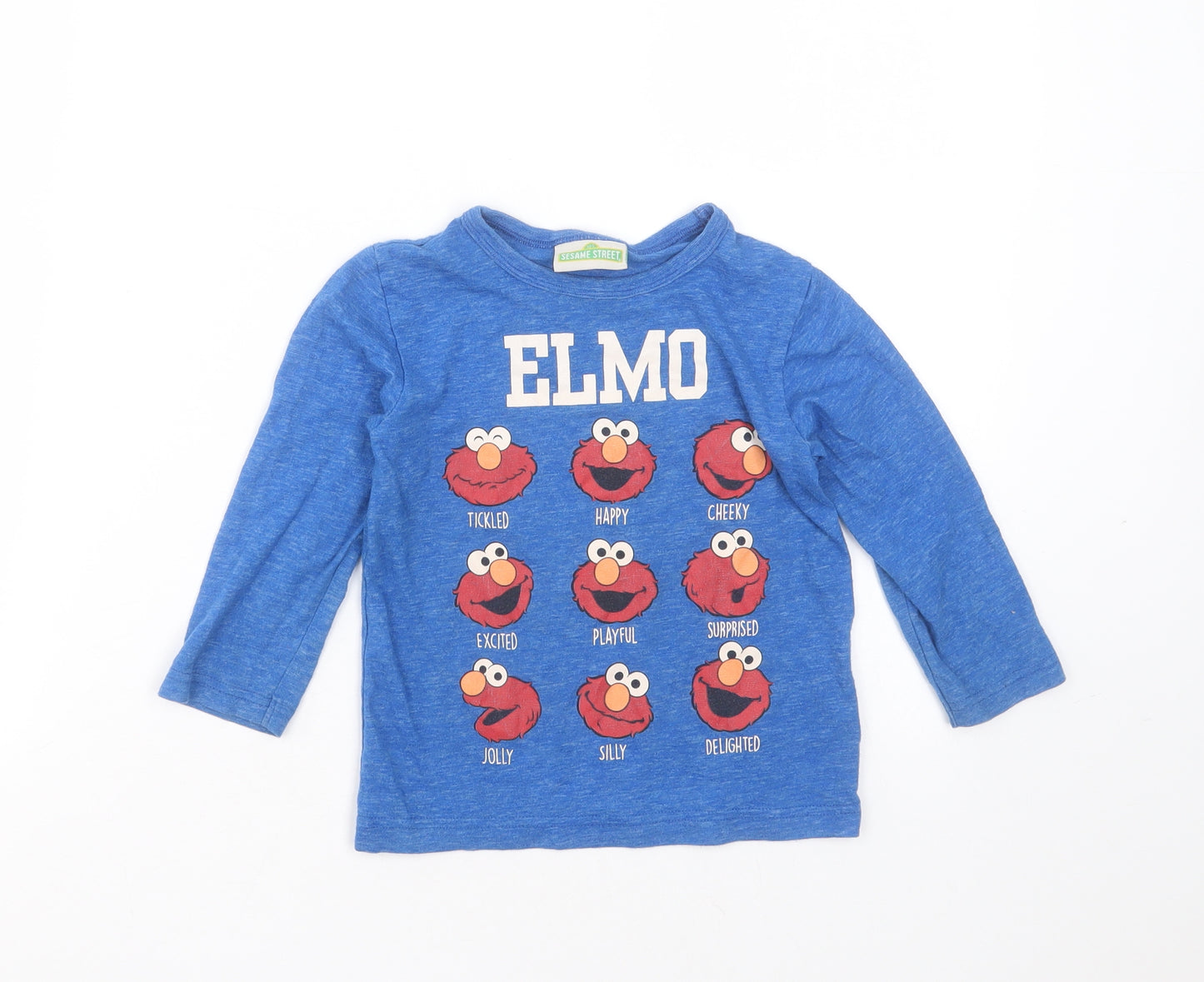 NEXT Boys Blue  Cotton Basic T-Shirt Size 2-3 Years Round Neck  - elmo