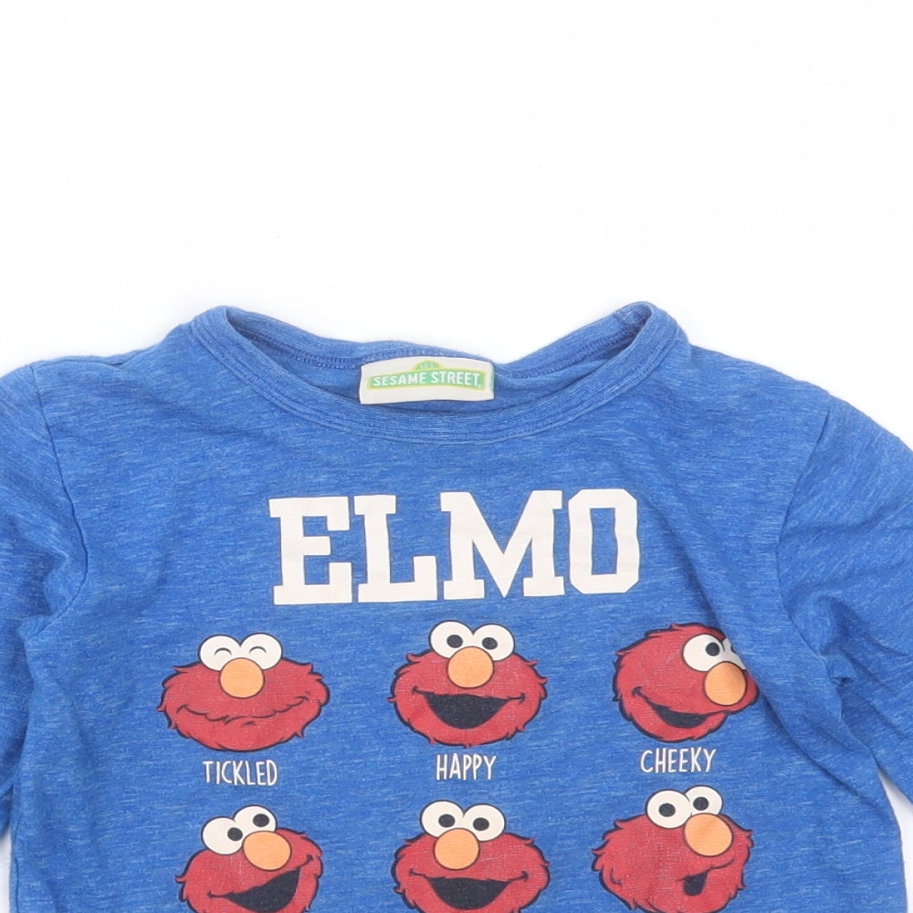 NEXT Boys Blue  Cotton Basic T-Shirt Size 2-3 Years Round Neck  - elmo
