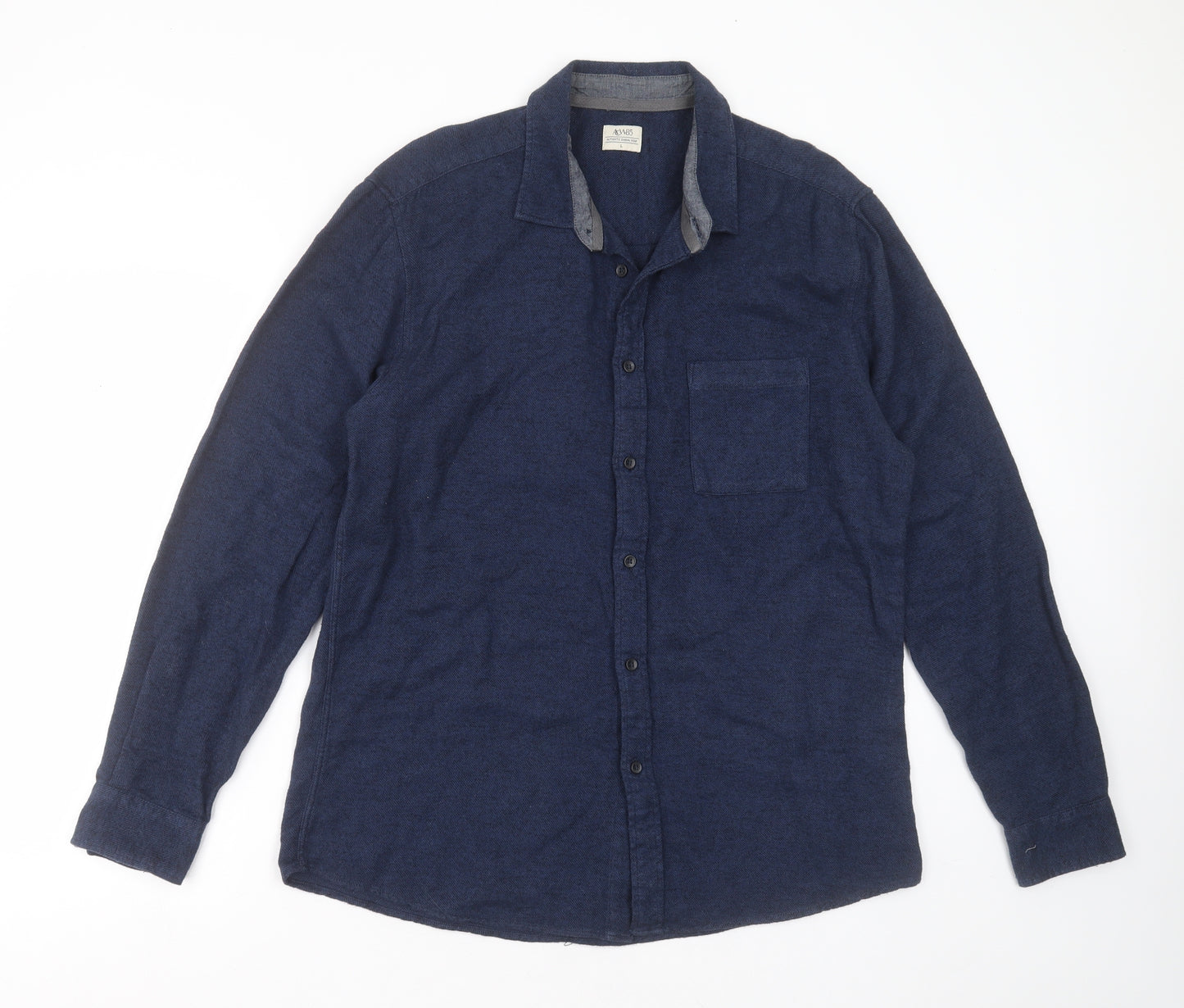 ACW85 Mens Blue  Cotton  Button-Up Size L Collared Button