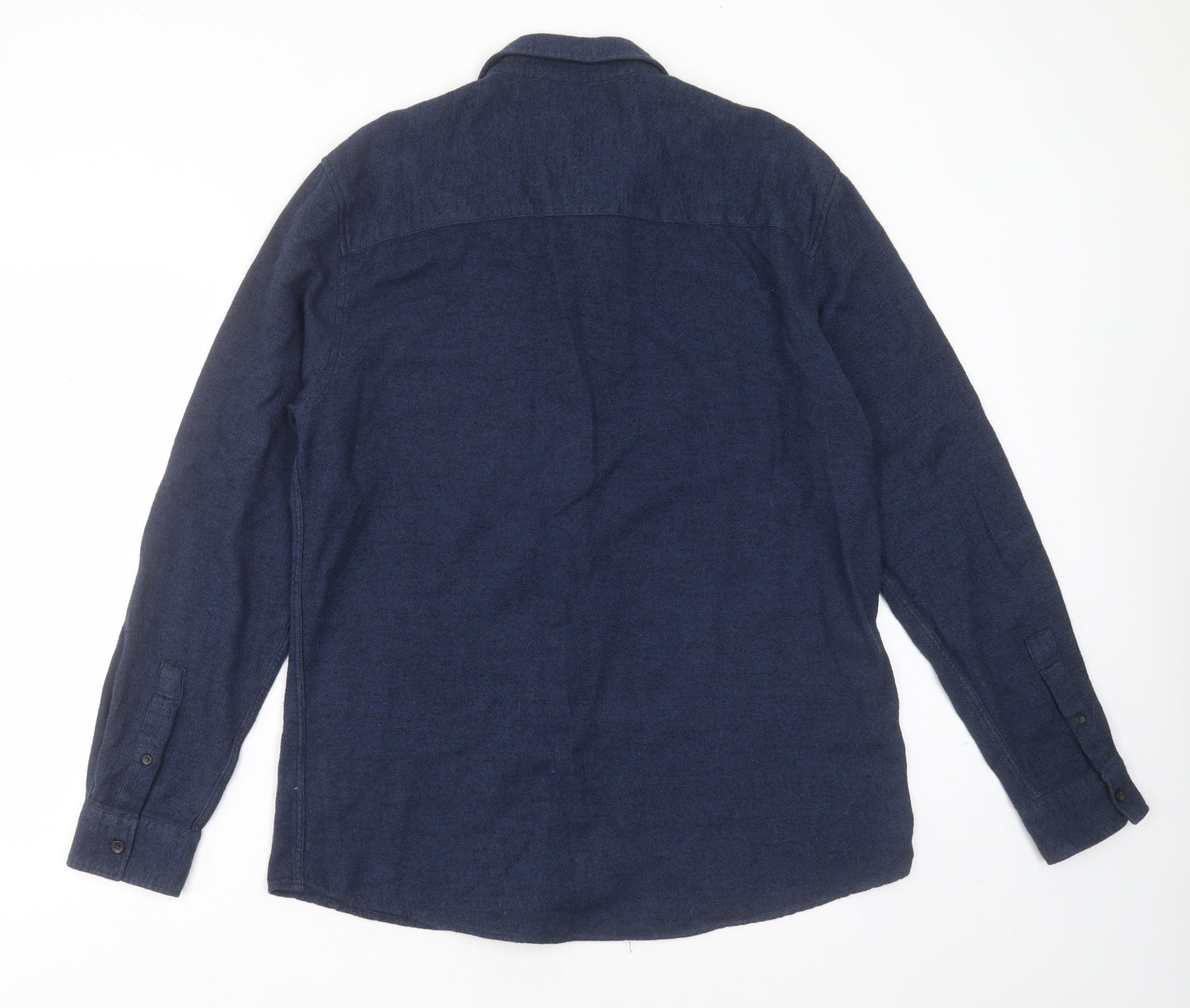ACW85 Mens Blue  Cotton  Button-Up Size L Collared Button