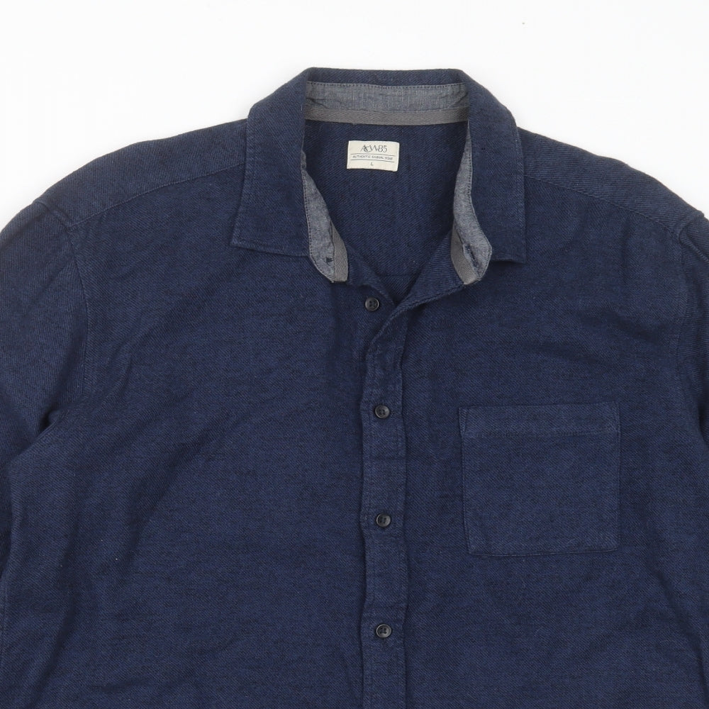 ACW85 Mens Blue  Cotton  Button-Up Size L Collared Button