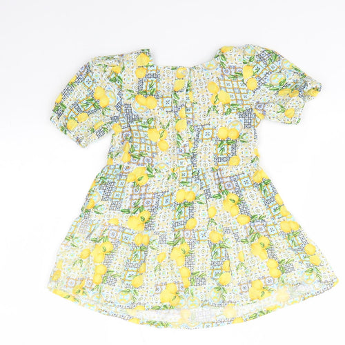 Primark Baby Yellow Floral Viscose A-Line  Size 18-24 Months  Round Neck