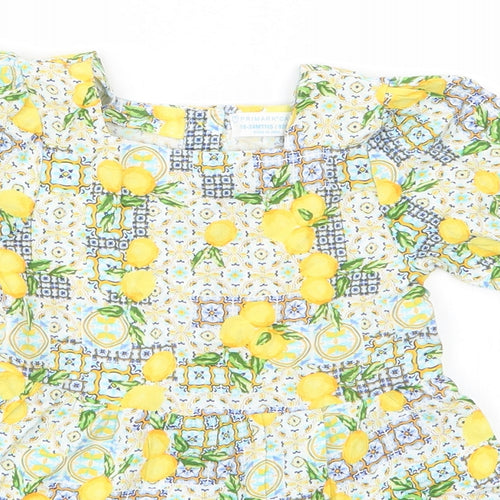 Primark Baby Yellow Floral Viscose A-Line  Size 18-24 Months  Round Neck