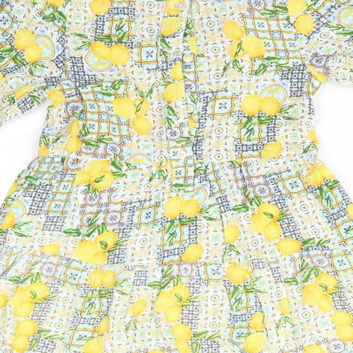 Primark Baby Yellow Floral Viscose A-Line  Size 18-24 Months  Round Neck