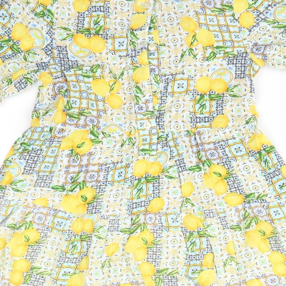 Primark Baby Yellow Floral Viscose A-Line  Size 18-24 Months  Round Neck