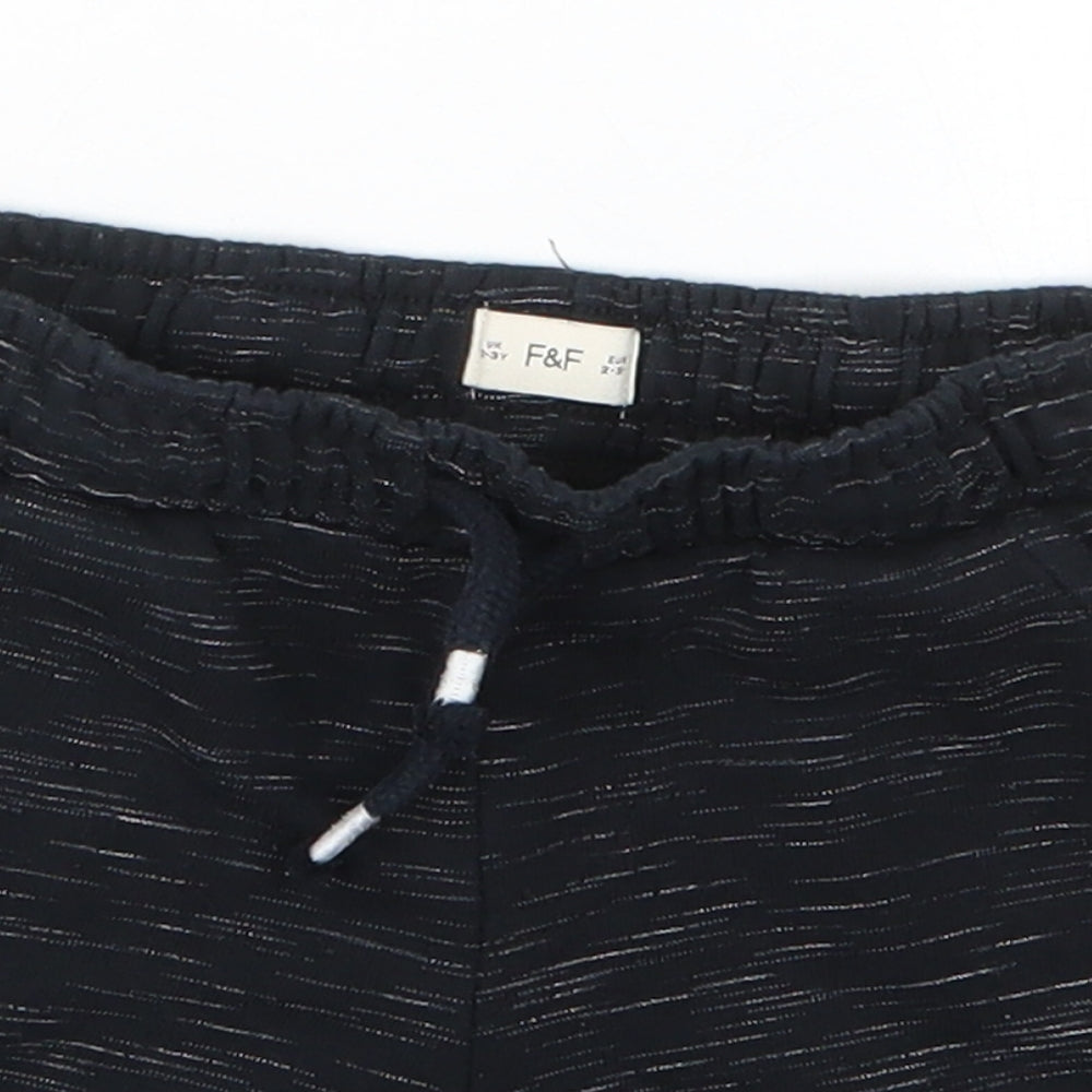 F&F Boys Black  Cotton Sweat Shorts Size 2-3 Years  Regular
