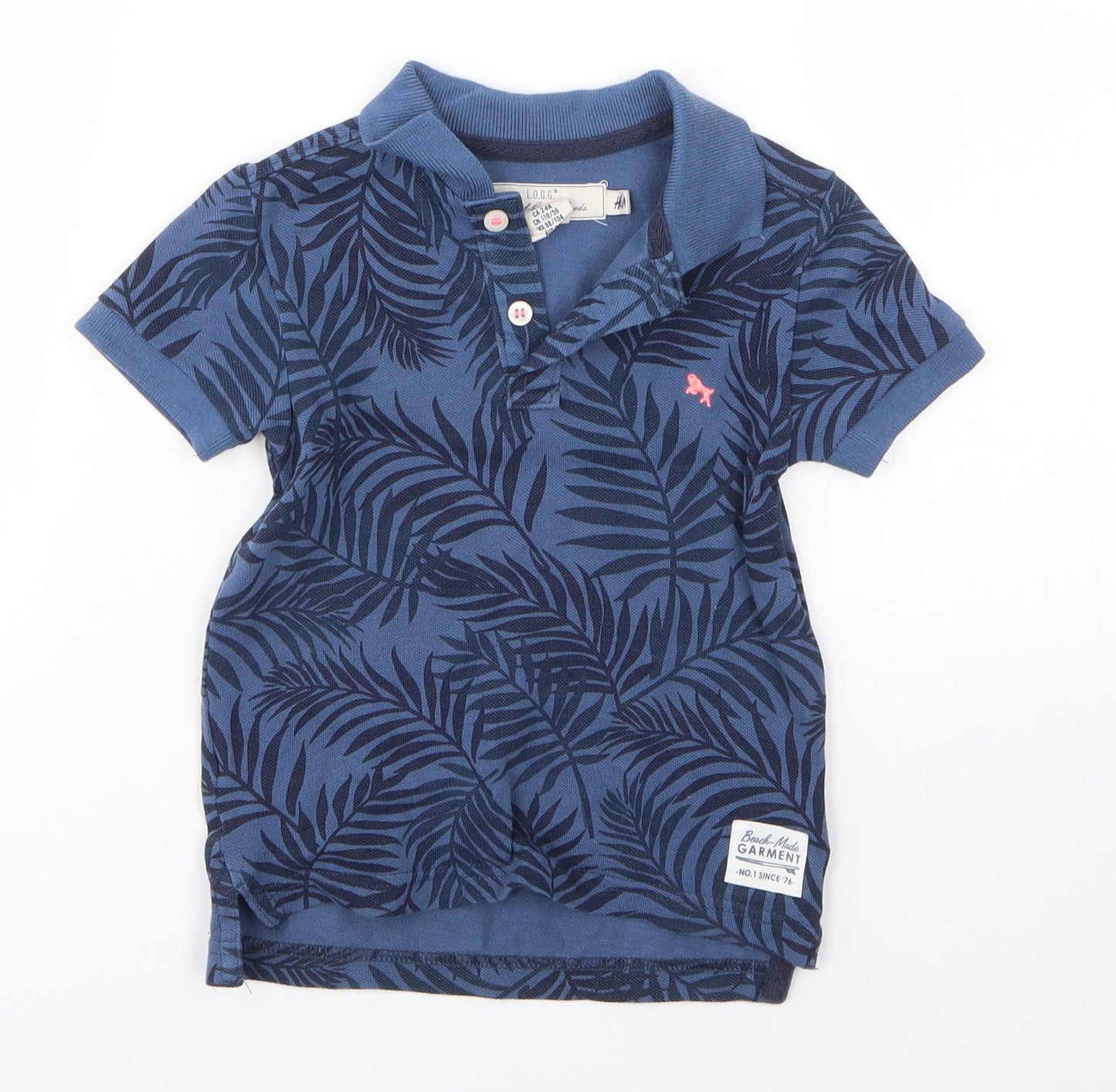 H&M Boys Blue  100% Cotton Basic Polo Size 3-4 Years Collared