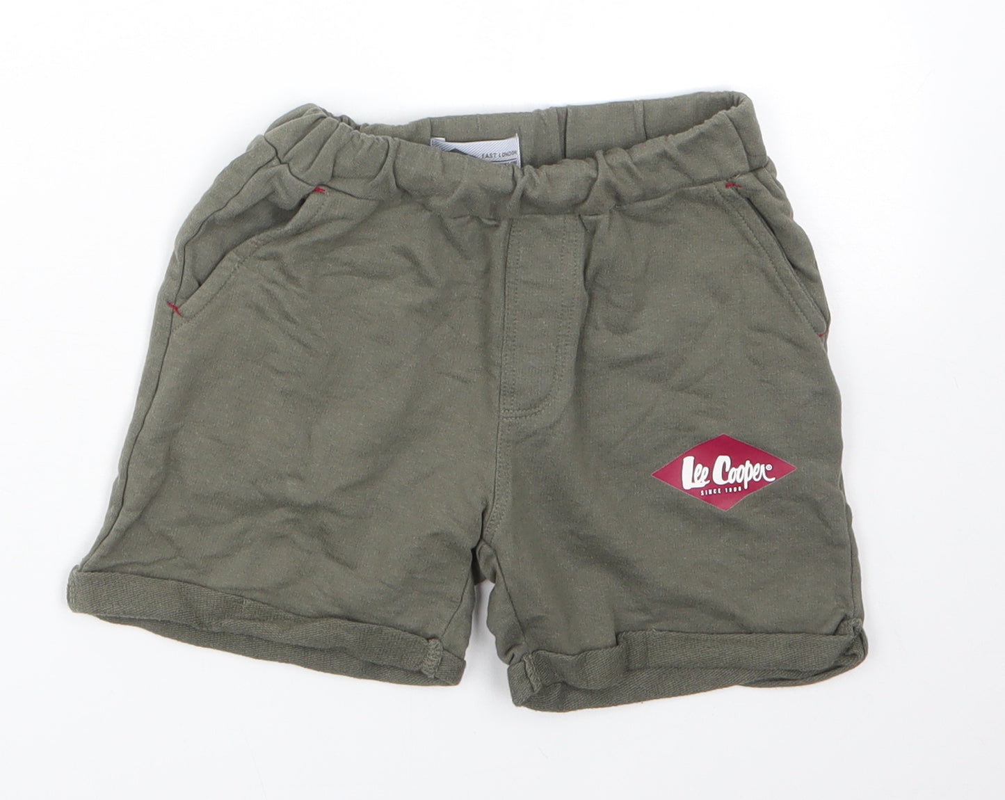 Lee Cooper Boys Green  100% Cotton Sweat Shorts Size 4 Years  Regular