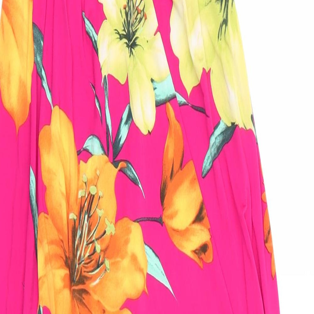 Dolls Paris Womens Multicoloured Floral Polyester Maxi  Size 10  V-Neck