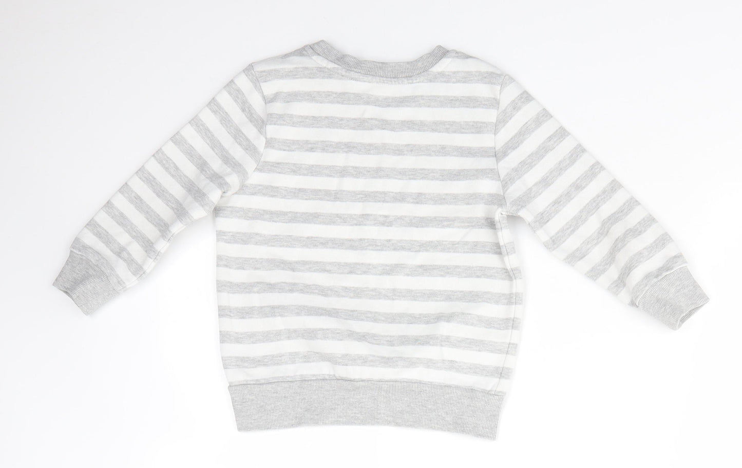 George Boys Grey Round Neck Striped Cotton Pullover Jumper Size 2-3 Years