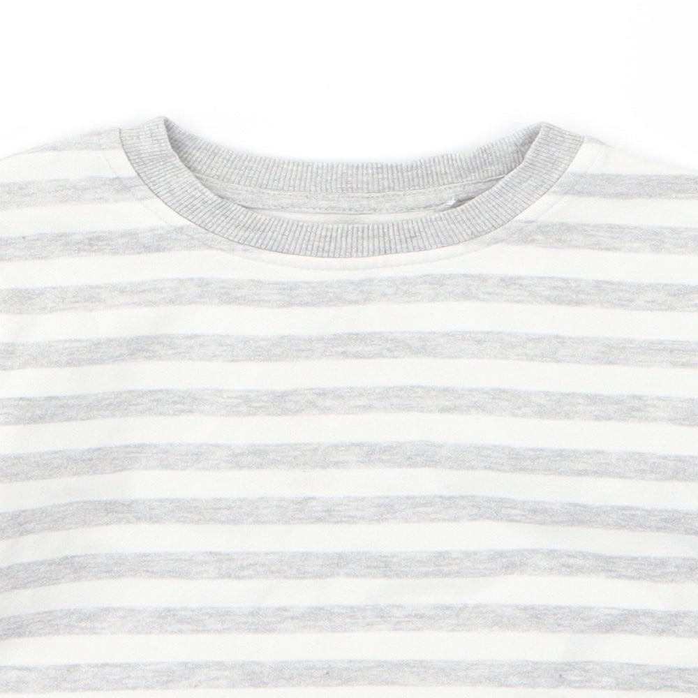 George Boys Grey Round Neck Striped Cotton Pullover Jumper Size 2-3 Years