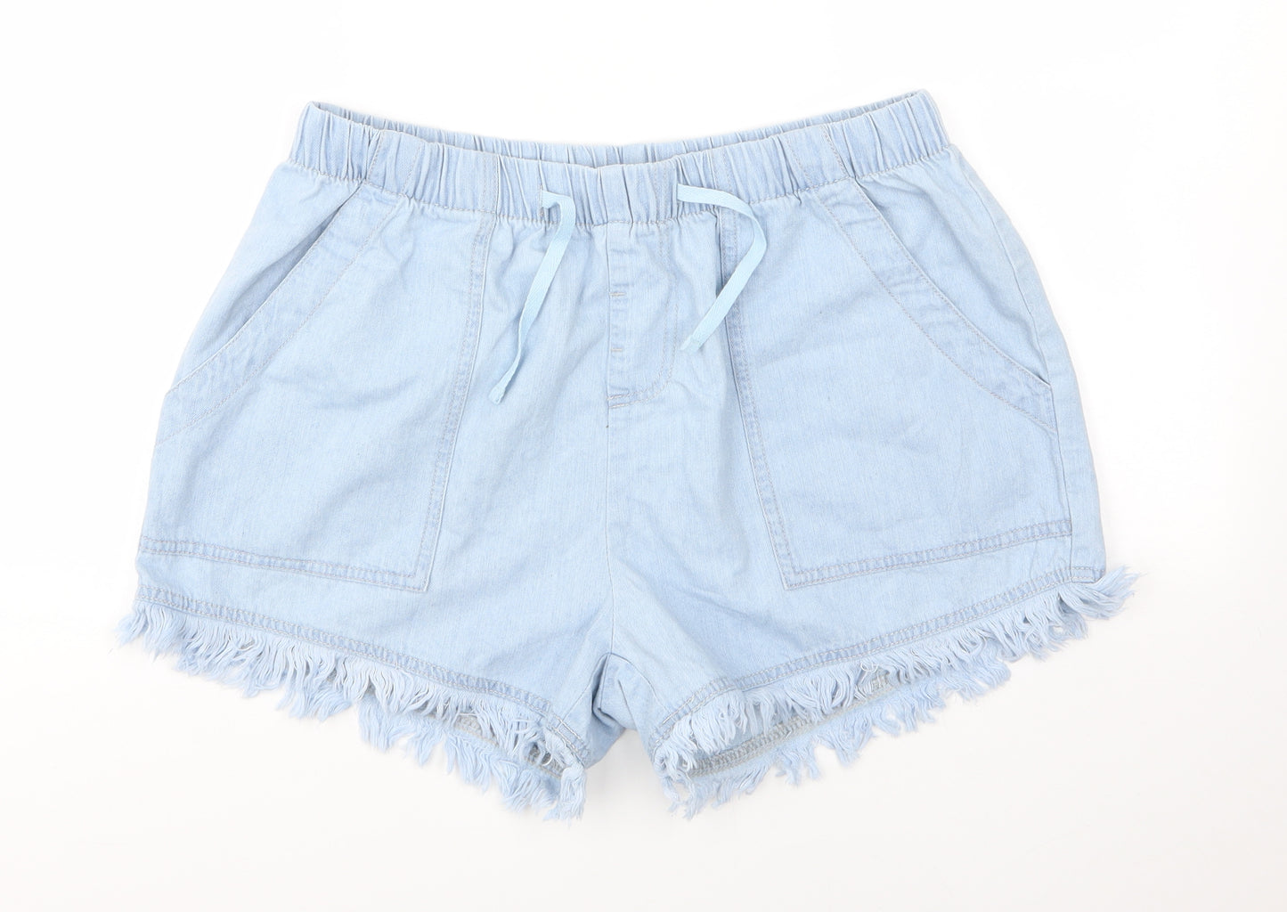 Preworn Womens Blue  Cotton Boyfriend Shorts Size L  Regular