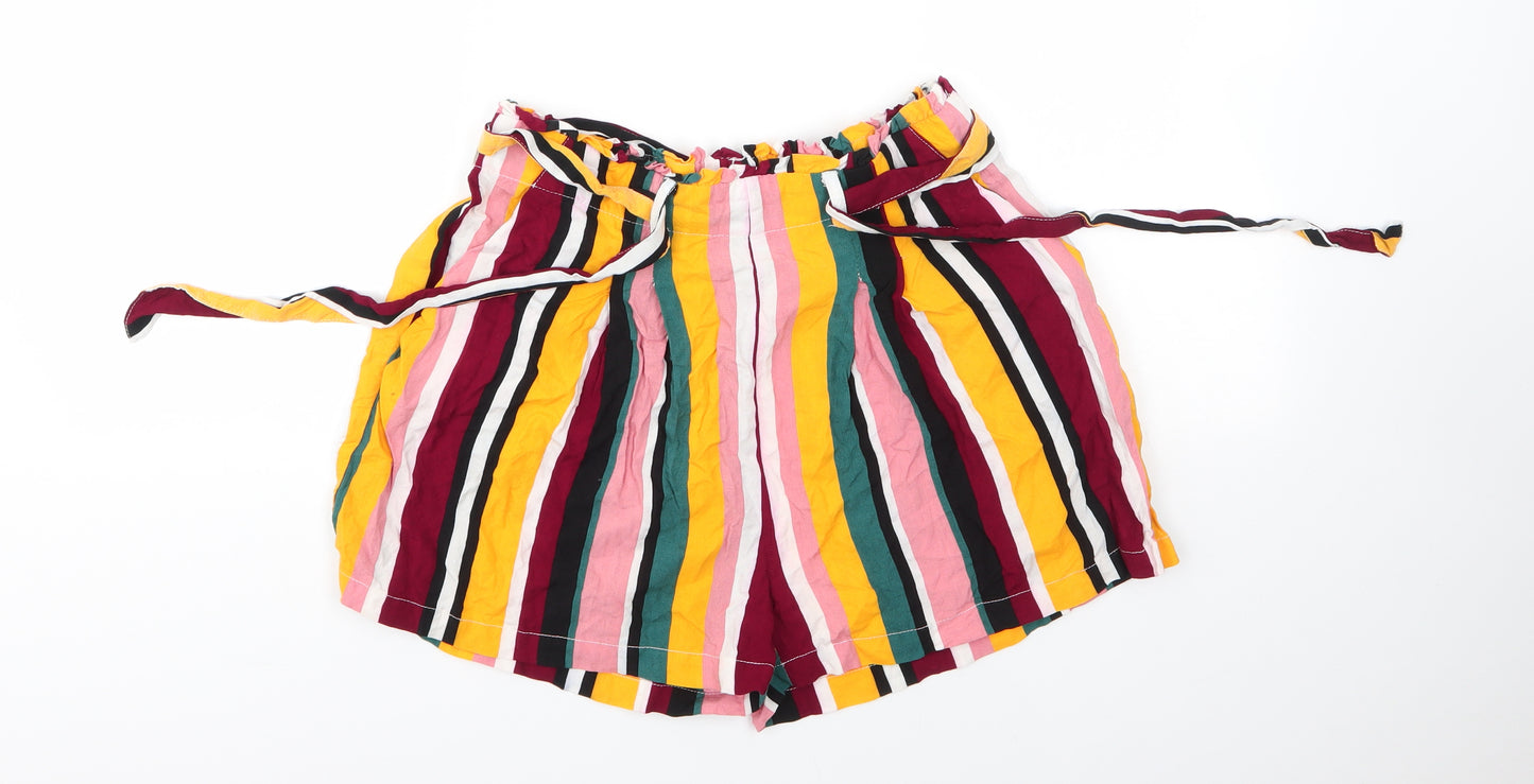 Primark Womens Multicoloured Striped Viscose Boyfriend Shorts Size 14  Regular