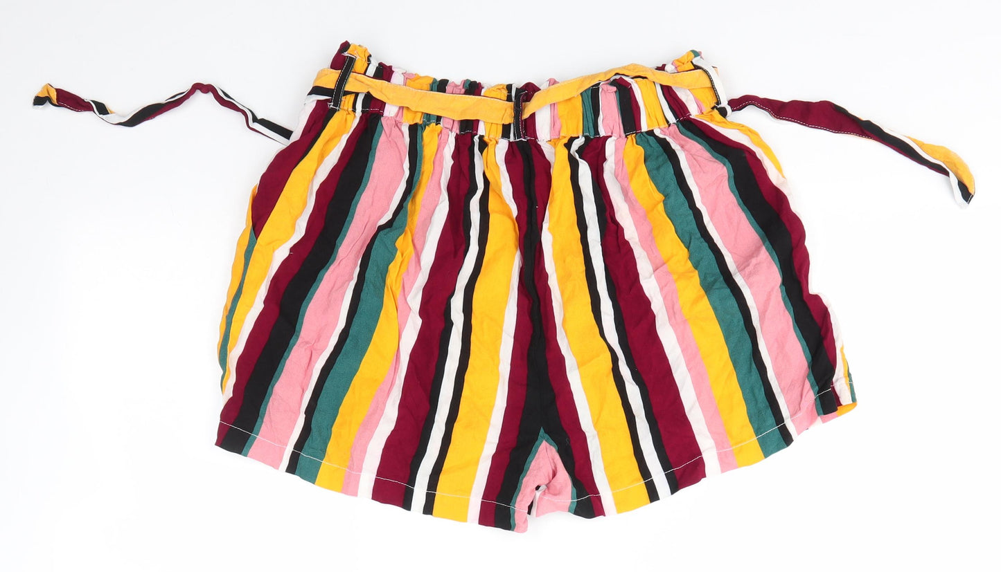 Primark Womens Multicoloured Striped Viscose Boyfriend Shorts Size 14  Regular