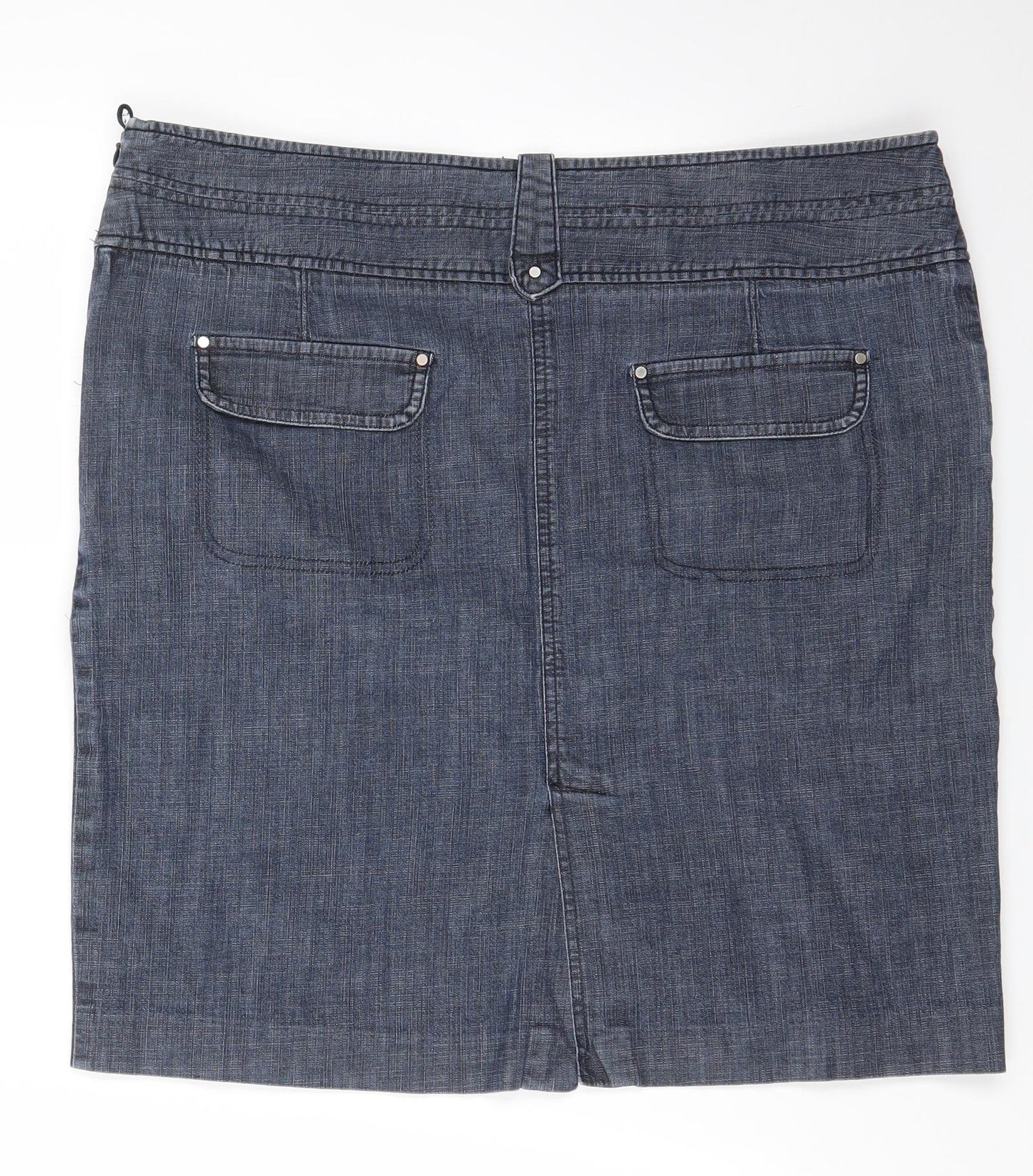 M&S Womens Blue  Cotton Straight & Pencil Skirt Size 18
