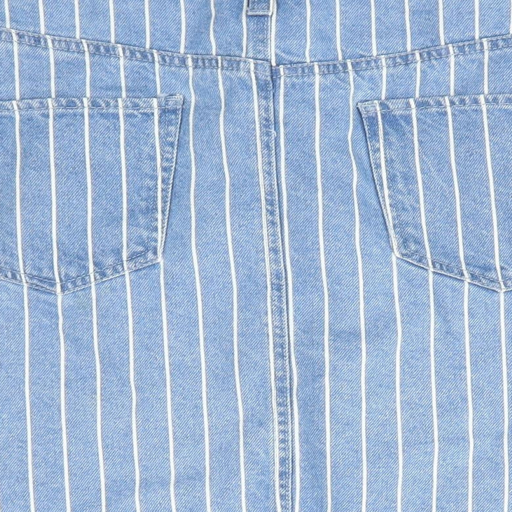 Primark Womens Blue Striped Cotton A-Line Skirt Size 16