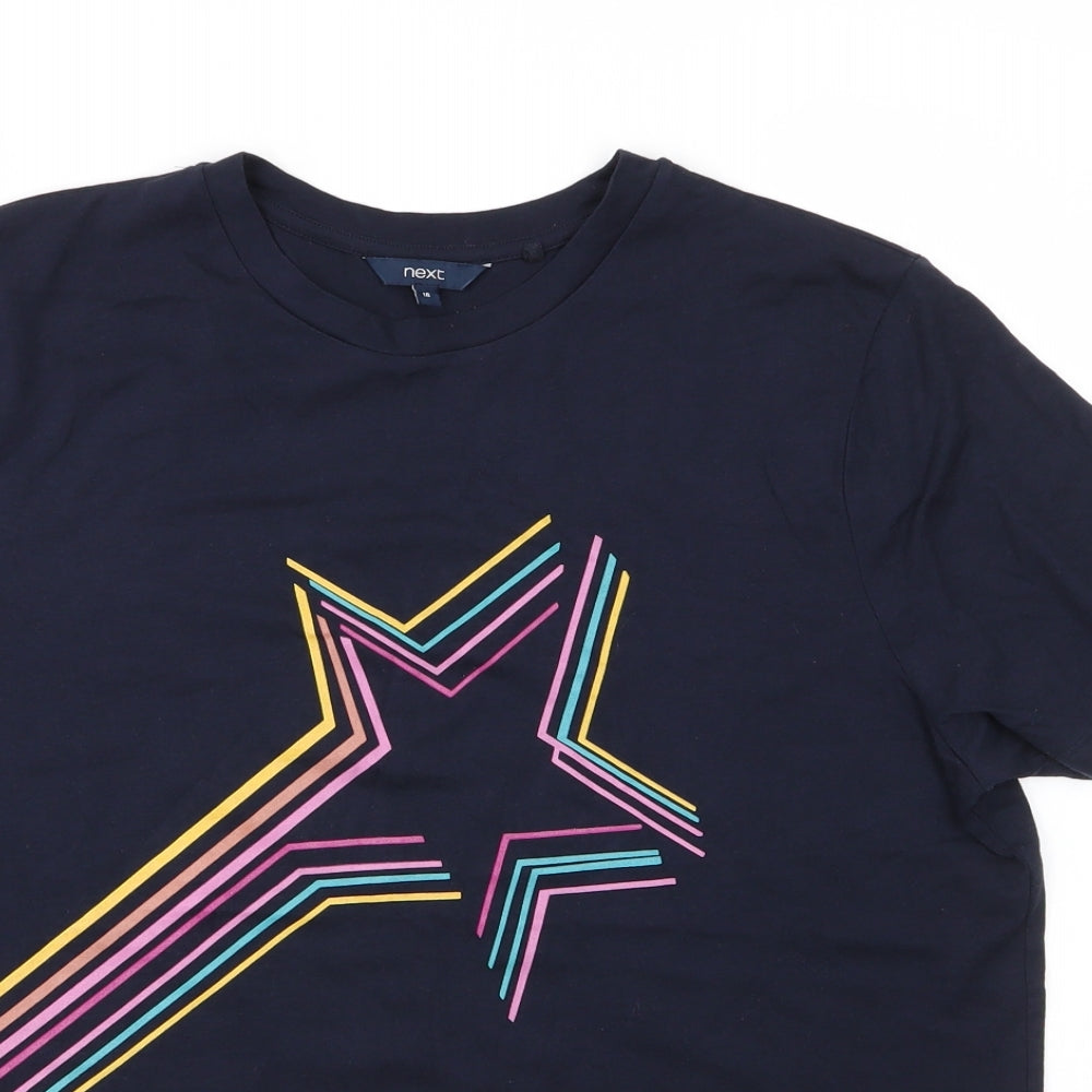 NEXT Womens Blue  Cotton Basic T-Shirt Size 16 Round Neck