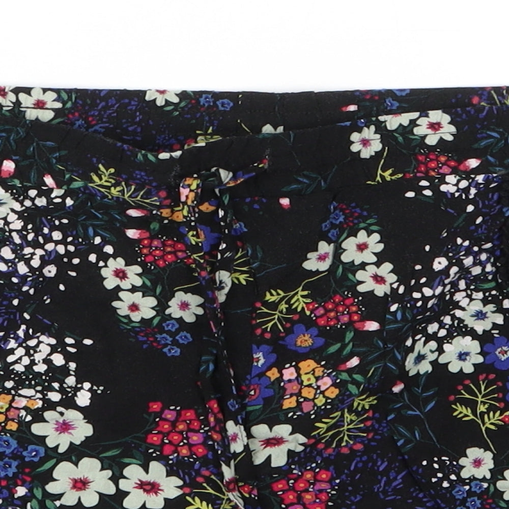 Primark Womens Black Floral Viscose Boyfriend Shorts Size 18  Regular