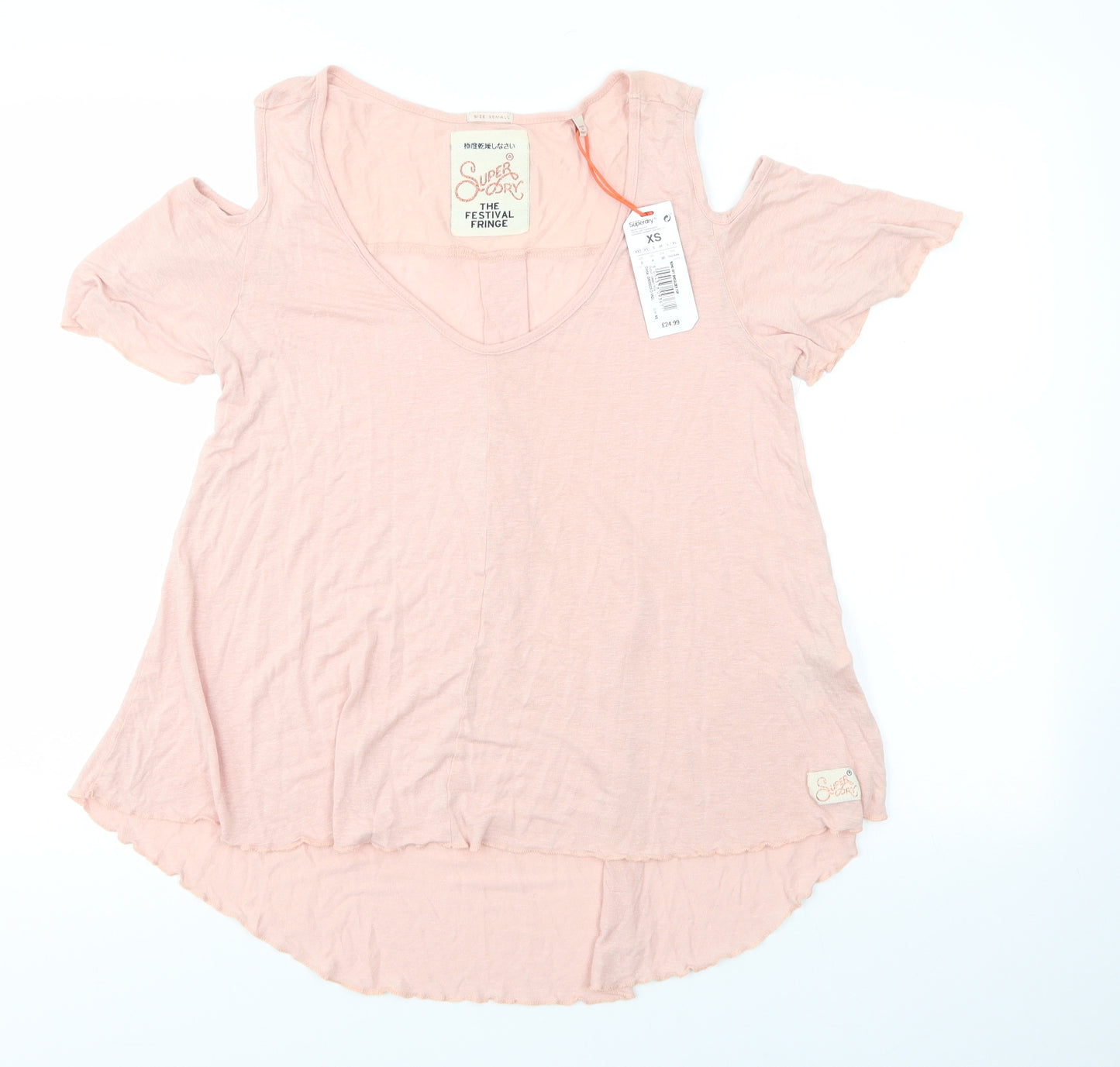 Superdry Womens Pink  Viscose Basic Blouse Size XS Round Neck