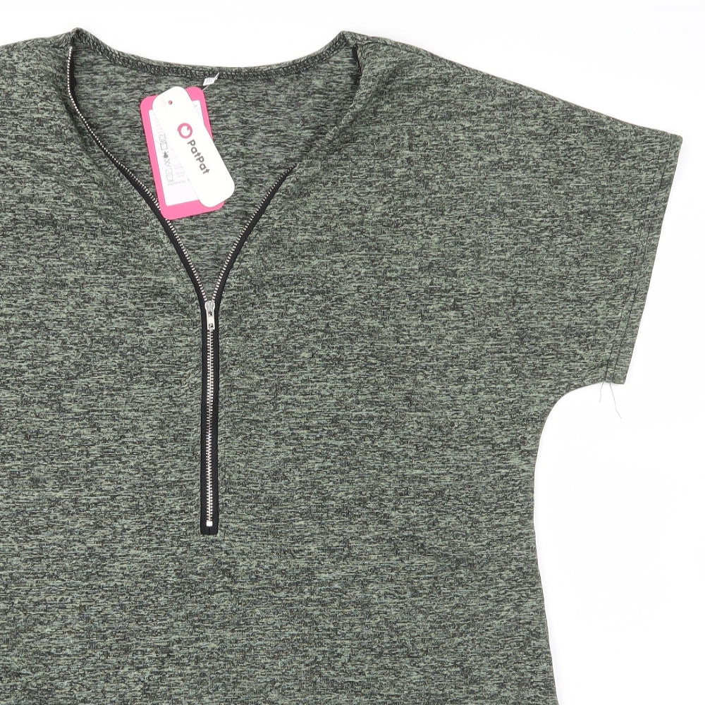 PatPat Womens Green  Cotton Basic Blouse Size 2XL Round Neck