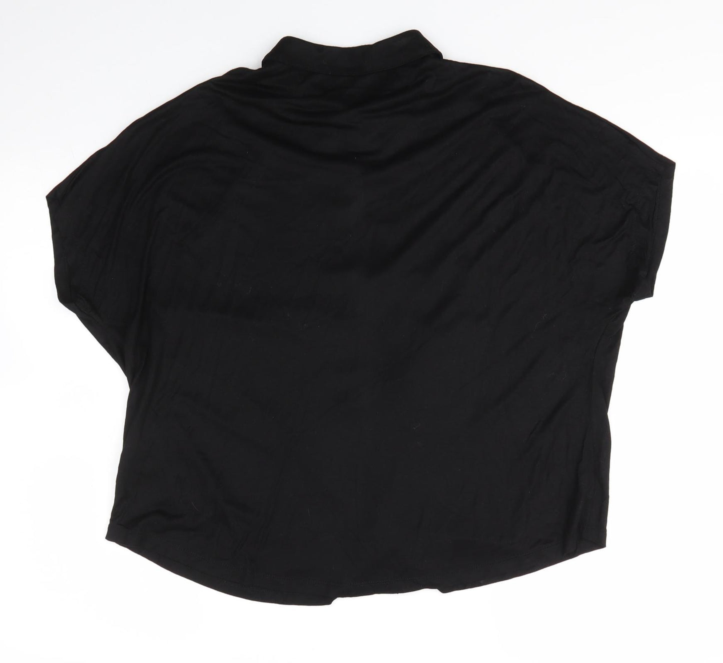 M&S Womens Black  Viscose Basic Button-Up Size 16 Collared