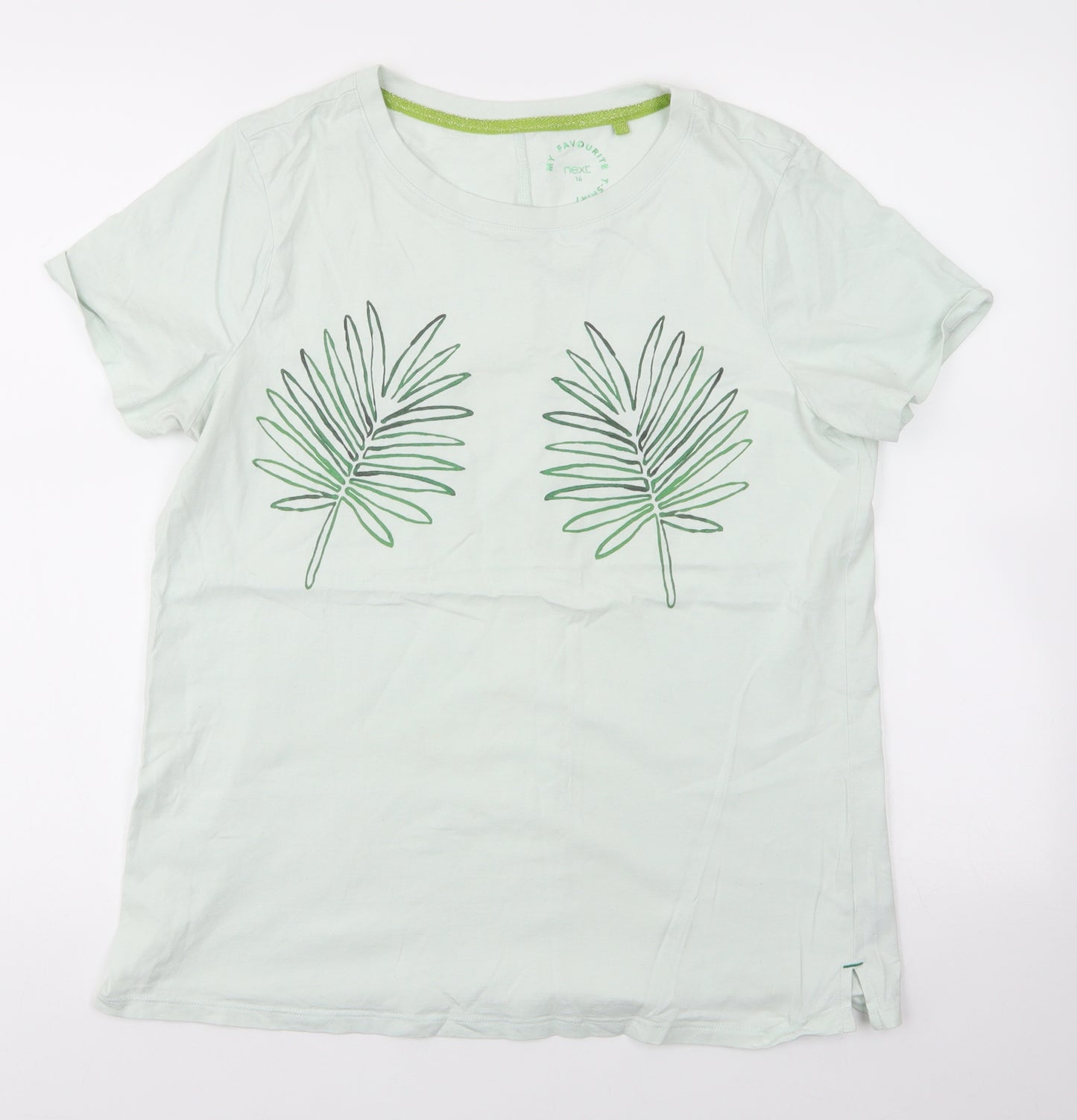 NEXT Womens Green  100% Cotton Basic T-Shirt Size 16 Round Neck