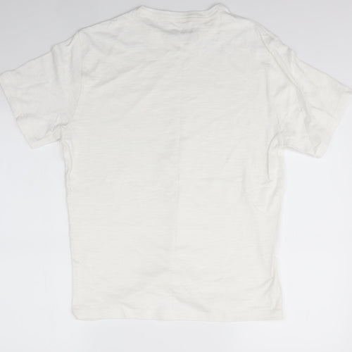 Preworn Womens White  100% Cotton Basic T-Shirt Size L Round Neck