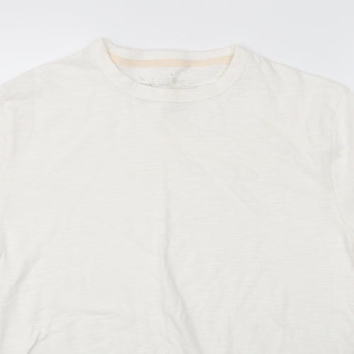 Preworn Womens White  100% Cotton Basic T-Shirt Size L Round Neck