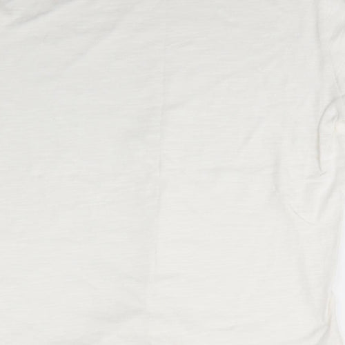 Preworn Womens White  100% Cotton Basic T-Shirt Size L Round Neck
