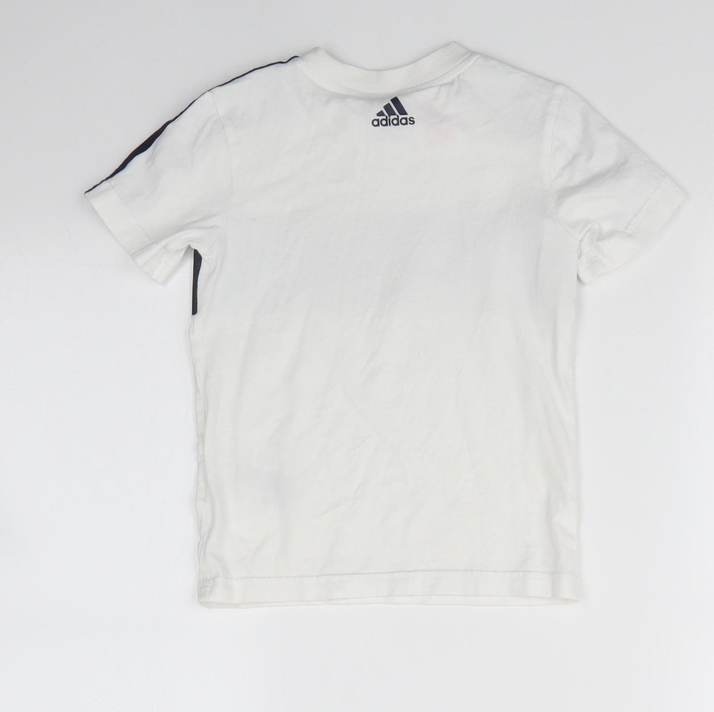 adidas Boys White  100% Cotton Basic T-Shirt Size 4-5 Years Round Neck