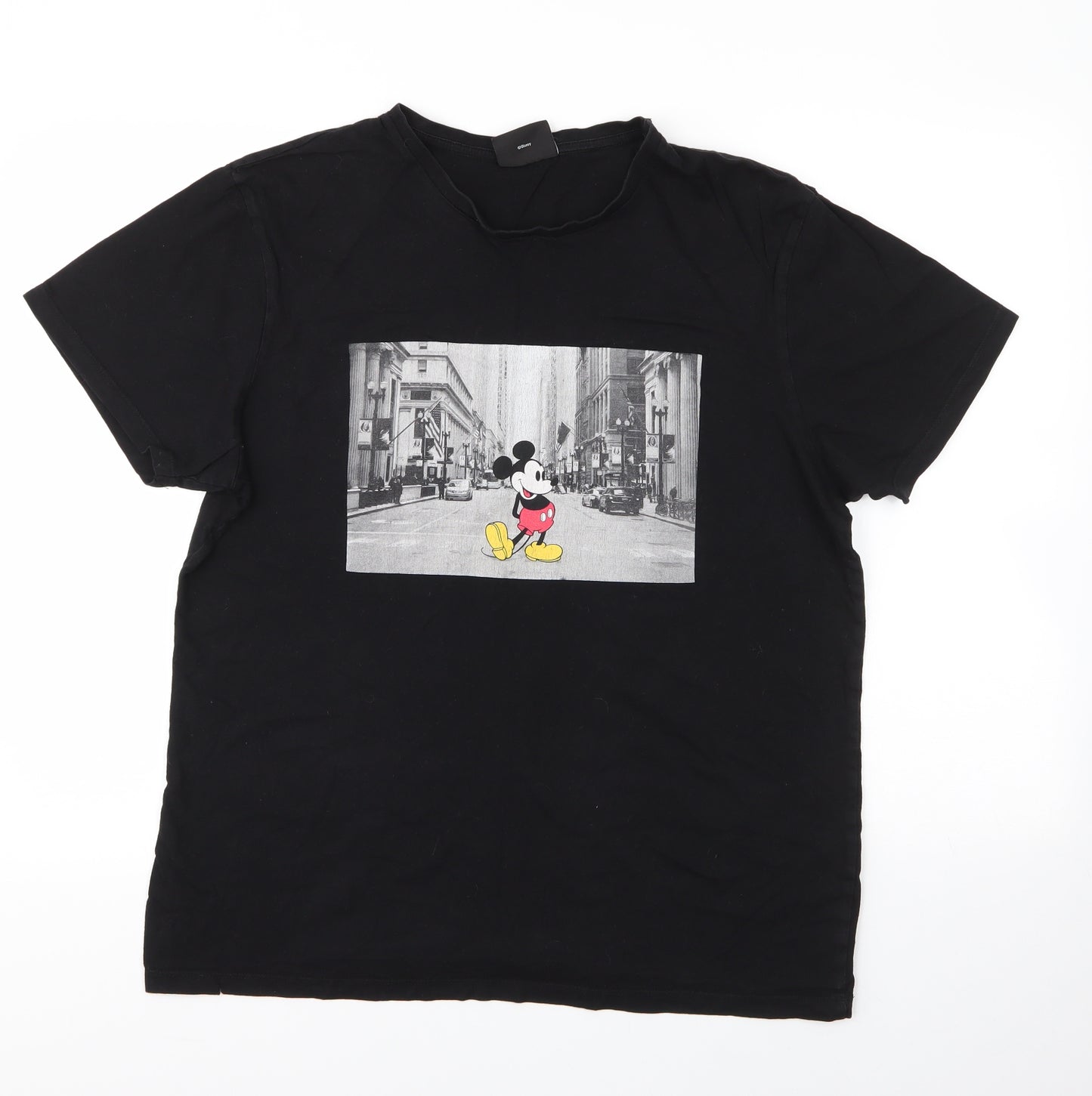 Primark Mens Black  Cotton  T-Shirt Size XL Round Neck  - Mickey Mouse