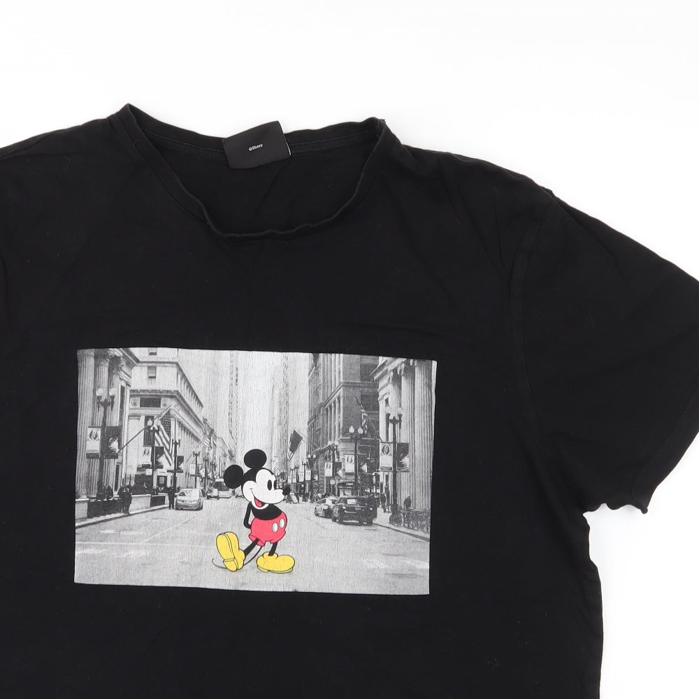 Primark Mens Black  Cotton  T-Shirt Size XL Round Neck  - Mickey Mouse