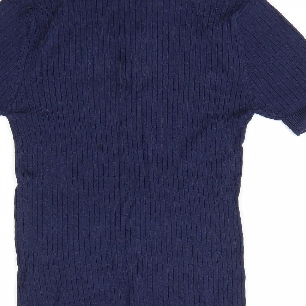 Boohoo MAN Mens Blue Collared  Viscose Pullover Jumper Size S