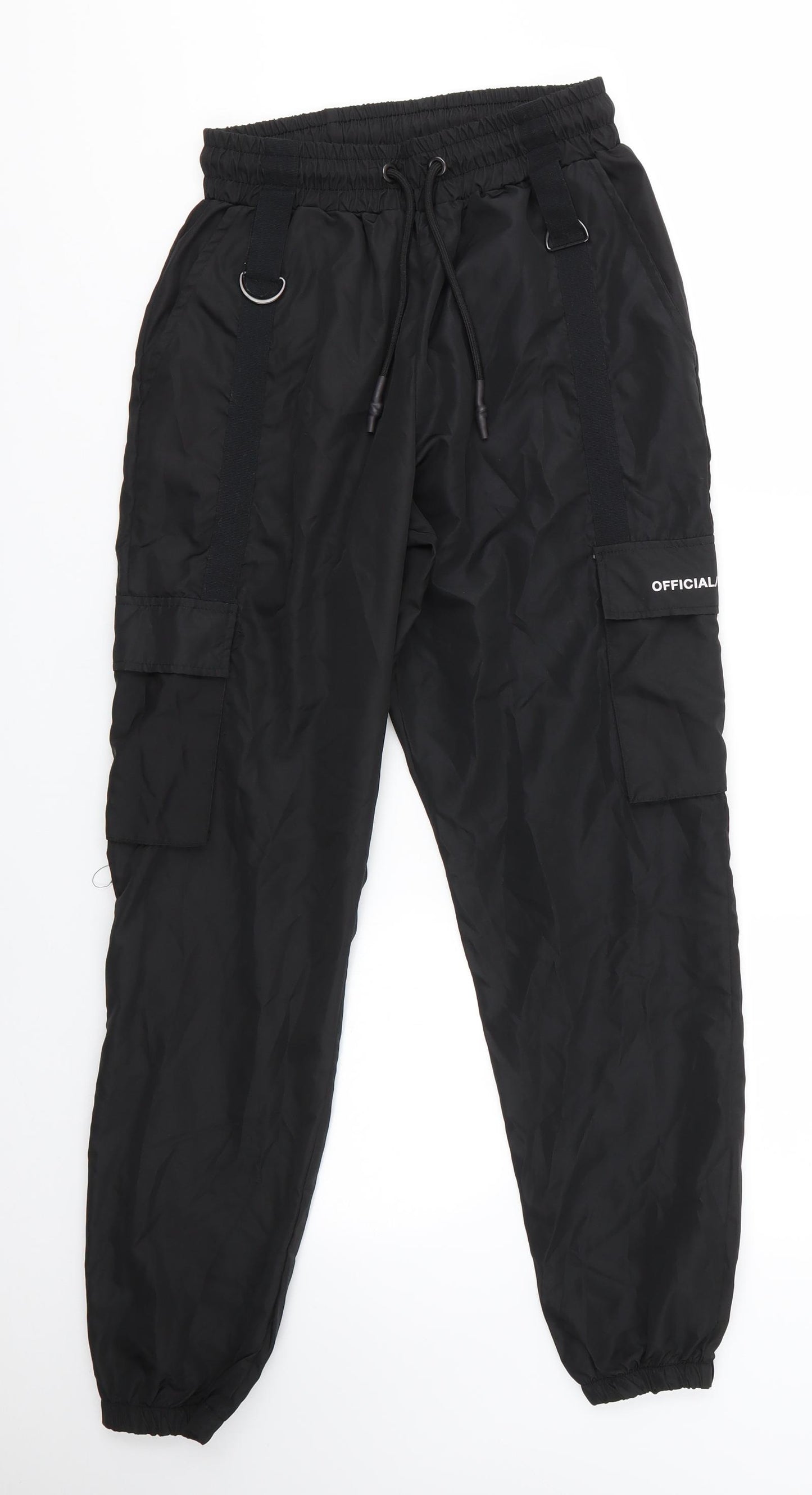 Boohoo MAN Mens Black  Polyester Jogger Trousers Size S L29 in Regular