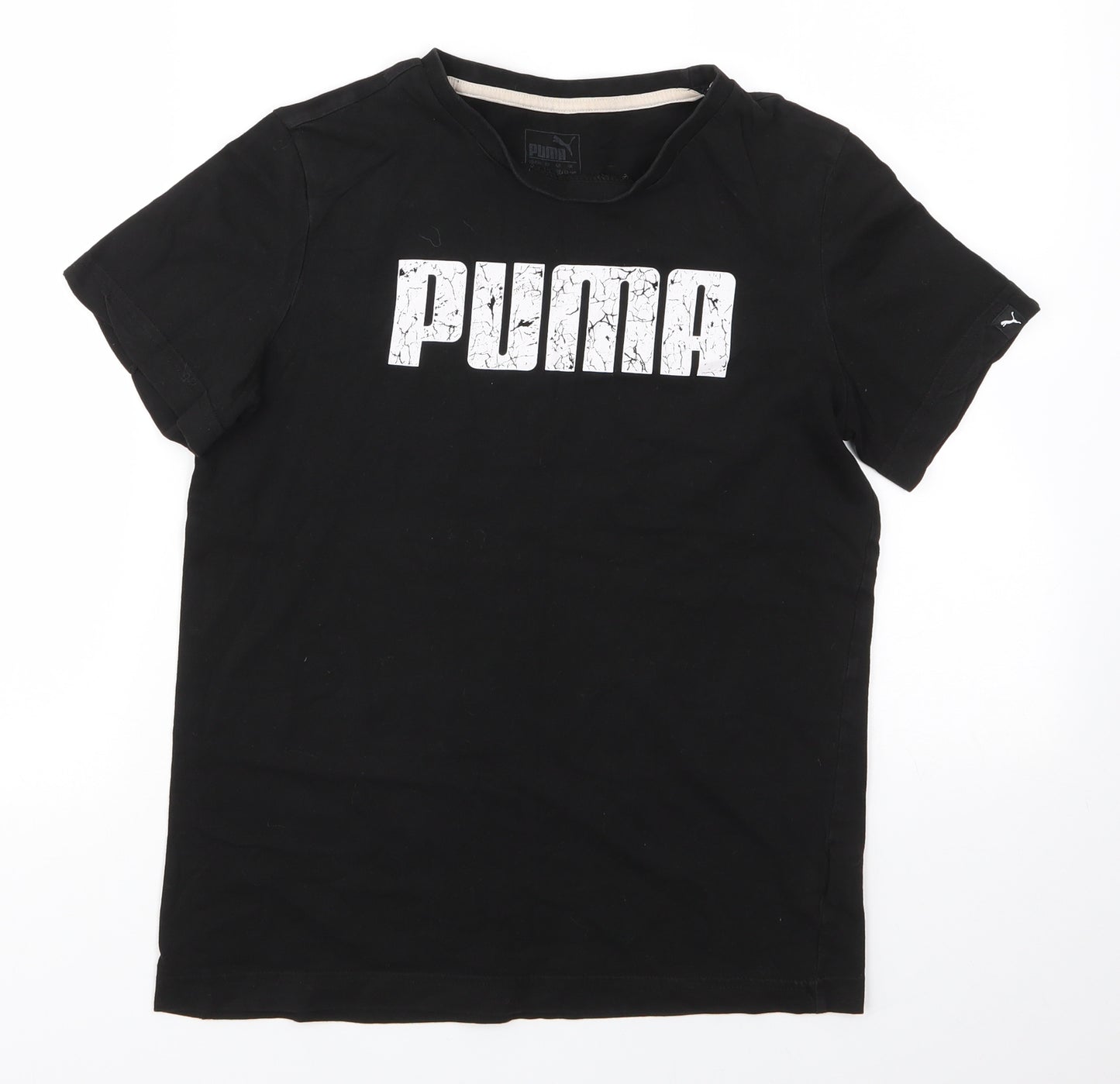 PUMA Boys Black  Cotton Basic T-Shirt Size 13-14 Years Round Neck