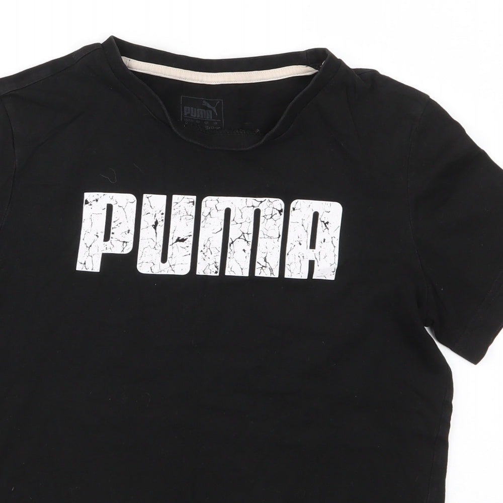 PUMA Boys Black  Cotton Basic T-Shirt Size 13-14 Years Round Neck