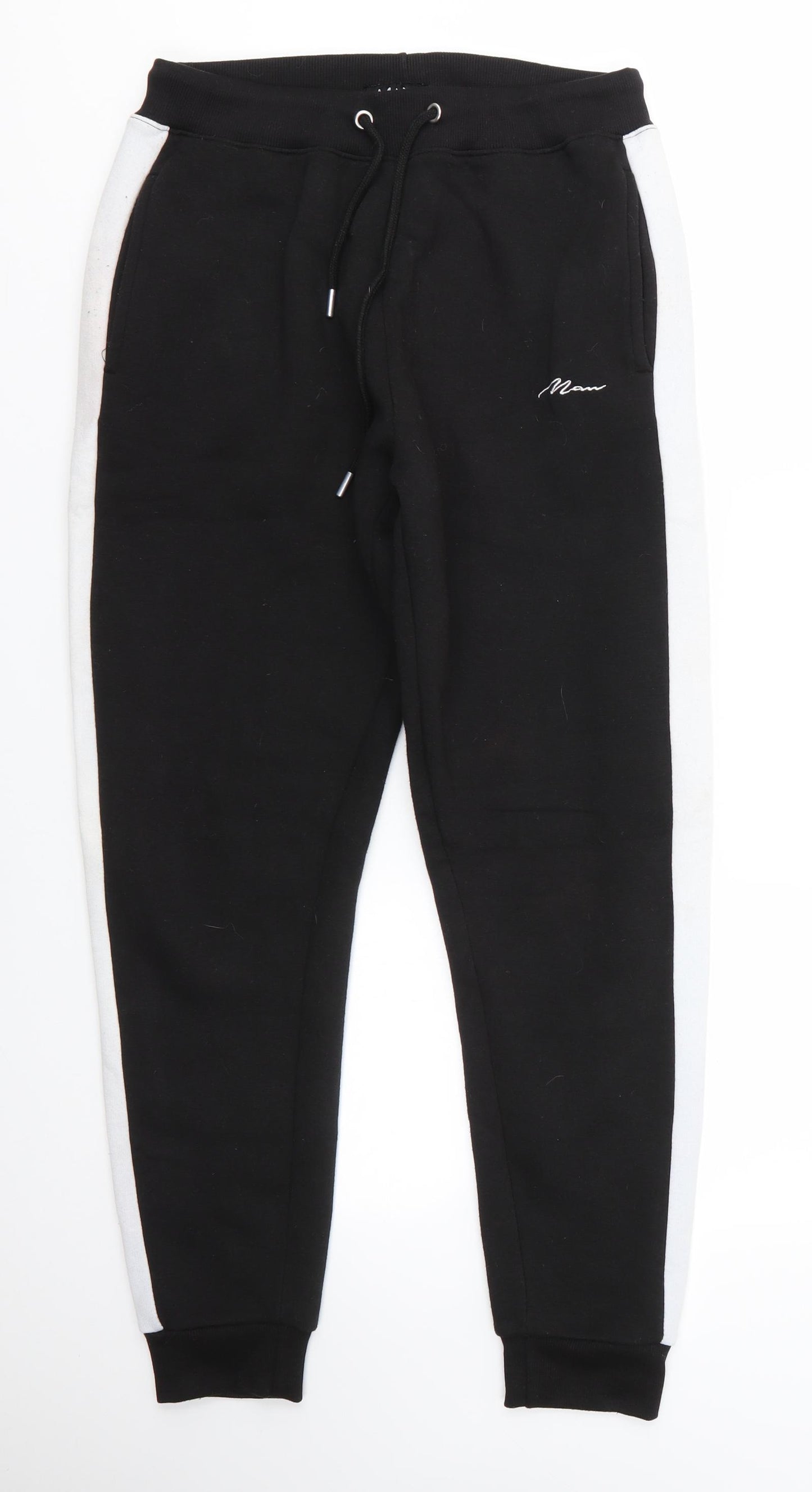 Boohoo MAN Mens Black  Cotton Jogger Trousers Size S L29 in Regular