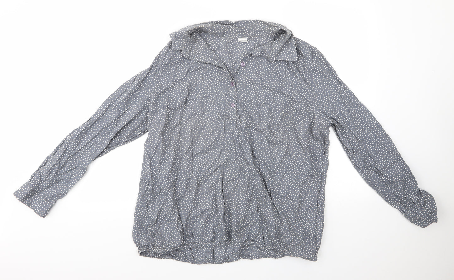 Preworn Womens Grey Polka Dot 100% Cotton Basic Blouse Size 24 Round Neck