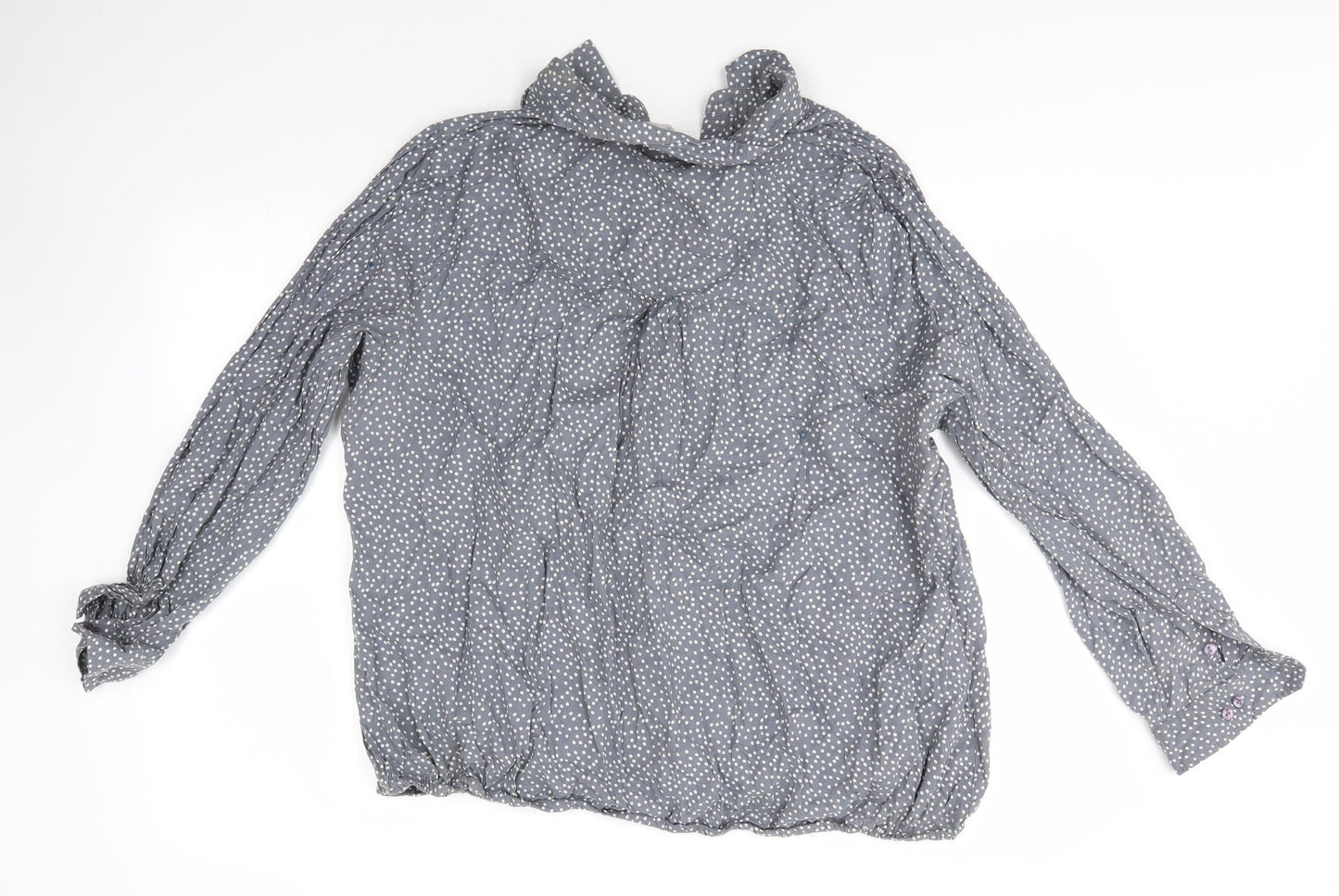 Preworn Womens Grey Polka Dot 100% Cotton Basic Blouse Size 24 Round Neck