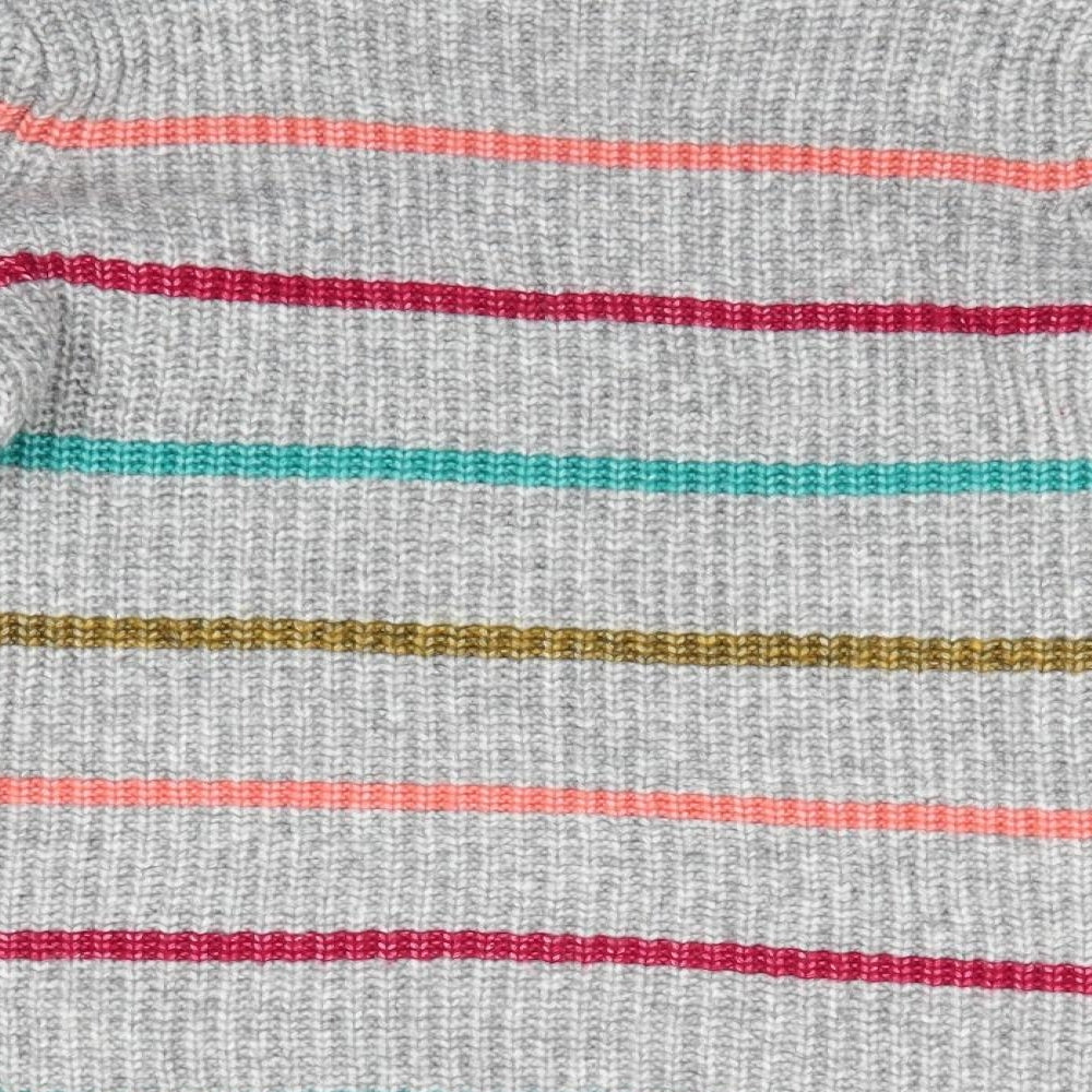 Matalan Womens Grey High Neck Striped Acrylic Pullover Jumper Size M